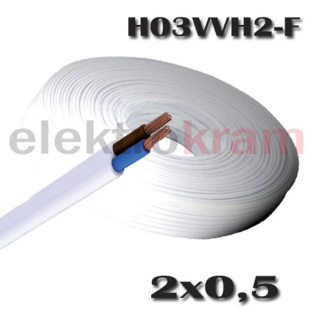 Przewód płaski H03VVH2-F OMYp 2x0,5 biały