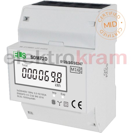 Licznik energi modułowy LCD 3F 100A SDM72DMID ELS