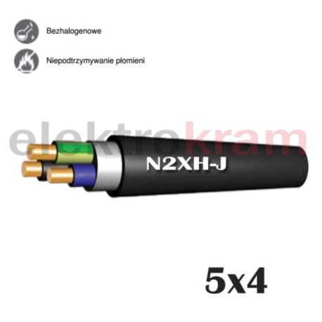 Kabel bezhalogenowy N2XH-J B2ca 0,6/1KV 5x4
